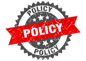 policy grunge stamp with red band. policy