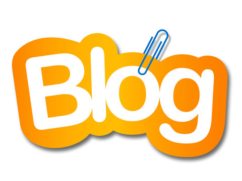 blog label in white background and paper clip