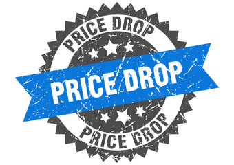 price drop grunge stamp with blue band. price drop
