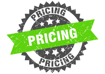 pricing grunge stamp with green band. pricing