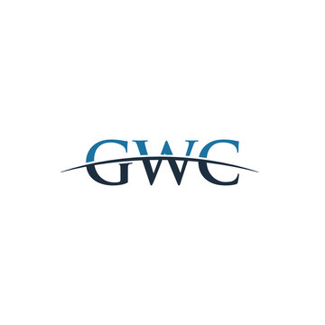 Initial letter GWC, overlapping movement swoosh horizon logo company design inspiration in blue and grey color vector