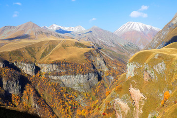 Mount Kasbek in the Greater Caucasus, Georgia, Asia