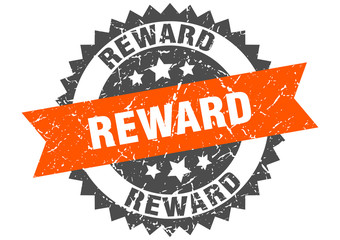 reward grunge stamp with orange band. reward
