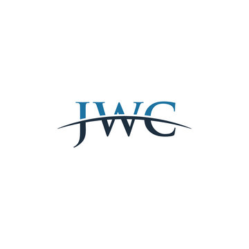 Initial letter JWC, overlapping movement swoosh horizon logo company design inspiration in blue and grey color vector
