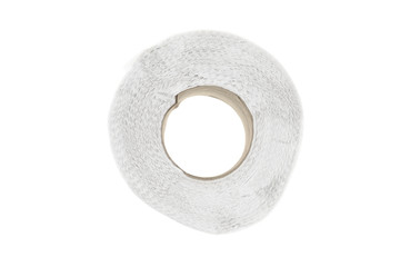 Top view of Roll of toilet paper or tissue isolated on white background with clipping path..