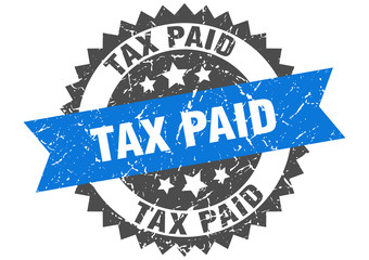 tax paid grunge stamp with blue band. tax paid