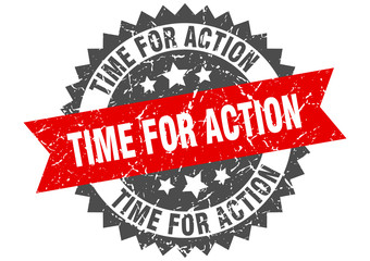 Obraz premium time for action grunge stamp with red band. time for action