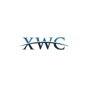 Initial letter XWC, overlapping movement swoosh horizon logo company design inspiration in blue and grey color vector