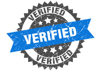 verified grunge stamp with blue band. verified