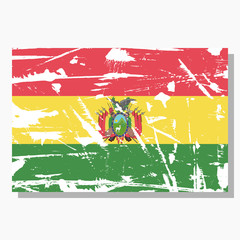 Bolivian flag with scratches, vector flag of Bolivia.