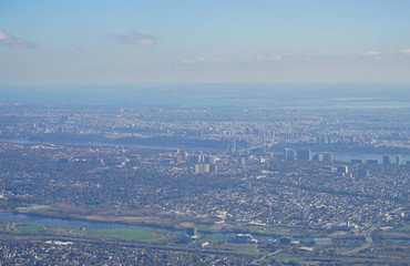 Aerial view of the George Washington Bridge over the Hudson River between New York and New Jersey
