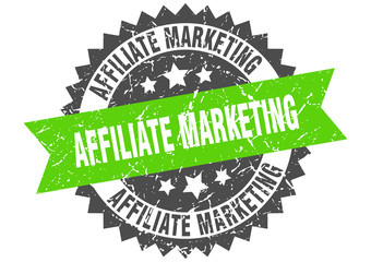 affiliate marketing grunge stamp with green band. affiliate marketing