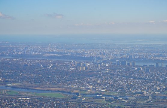 Aerial view of the George Washington Bridge over the Hudson River between New York and New Jersey