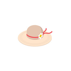Woman Sun hat. Vector 3d isometric, color web icon, new flat style. Creative illustration design, idea for infographics.