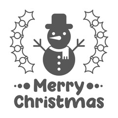 Merry christmas. Snowman icon. Vector illustration.