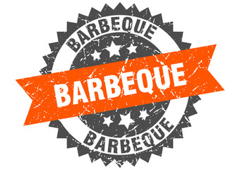 barbeque grunge stamp with orange band. barbeque