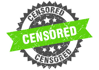 censored grunge stamp with green band. censored