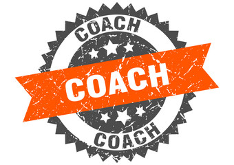 coach grunge stamp with orange band. coach