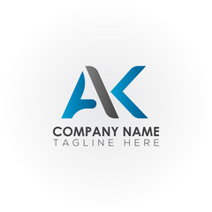 Initial letter AK simple logo Vector template. Simple AK Letter logo design. AK font type logo.