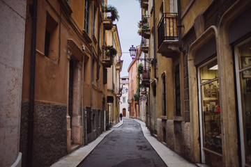 narrow street in verona italy