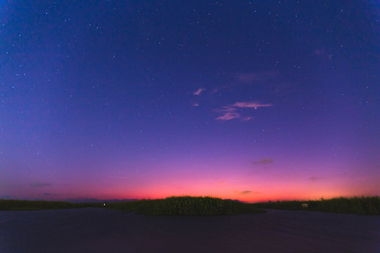 Blue Hour Stars And Sunset In South Florida