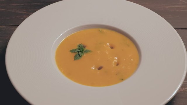 Pumpking soup with seeds
