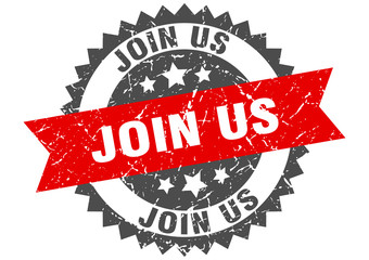 Obraz premium join us grunge stamp with red band. join us