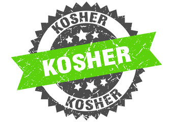 kosher grunge stamp with green band. kosher