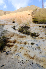Travertines of Jvari Pass in Kazbegi National Park, Georgia.