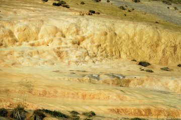 Travertines of Jvari Pass in Kazbegi National Park, Georgia.
