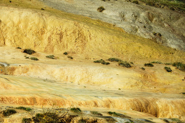 Travertines of Jvari Pass in Kazbegi National Park, Georgia.