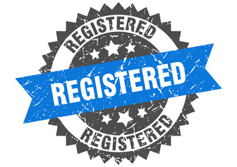 registered grunge stamp with blue band. registered