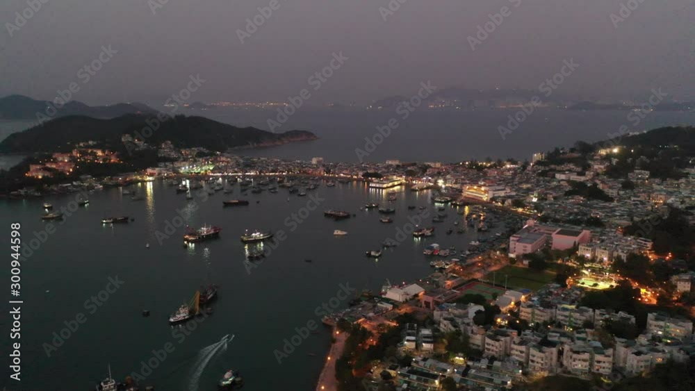 Sticker Aerial view sunset at Cheung Chau of Hong Kong