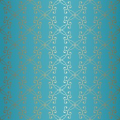 seamless Golden brown pattern on turquoise background. contour drawing.