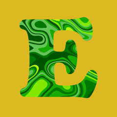 vector illustration of English Alphabet Letter  E in Random Color and Texture