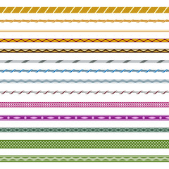 Set of seamless pattern brushes. Various colors, geometric and optical illusion style.