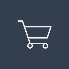 White Shopping Cart Icon isolated on black background. Vector illustration usable for web and mobile apps. Shopping Trolley Icon Vector.