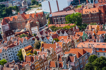 Aerial view of Gdansk Old Town