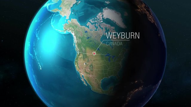 Canada - Weyburn - Zooming from space to earth