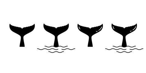 shark tail dolphin whale vector logo icon cartoon character ocean sea symbol illustration design - obrazy, fototapety, plakaty
