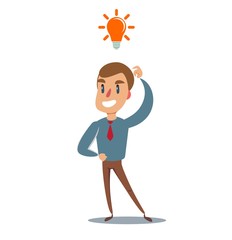 Businessman under a light bulb. Leadership concept. A Contemporary style . Vector flat