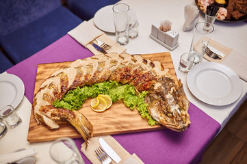 Fat juicy silver carp baked in the oven