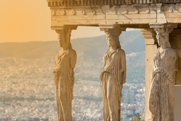 Papier Peint photo Lavable Athènes les statues caryatides