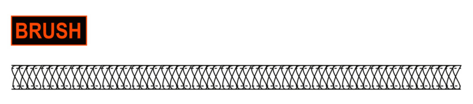 Decorative overlock stitching abstract brush for fashion and digital illustration.  Colorable and customizable brushes.