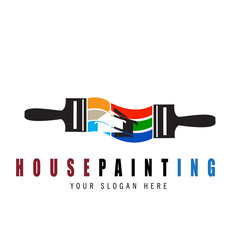 abstract logo  with brush and colors for your house painting company