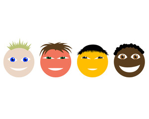 Fototapeta premium Schematic representation of human faces of different races