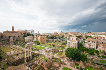 Obraz na płótnie Canvas Rome Forum, Foro Romano in a cloudy day, Rome, Italy