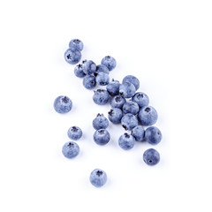 Blueberries isolated on white with clipping path. Top view superfood blueberry
