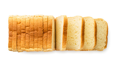 Toast bread sliced loaf on a white background. The view of top. - Powered by Adobe