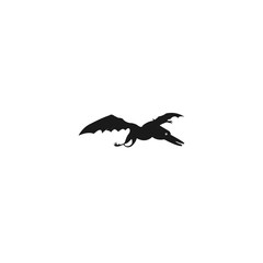 Primeval fauna, Cretaceous Period. Huge zhenyuanopterus theropod. Dark ink hand drawn picture logo sketch in art retro engraving style. 
